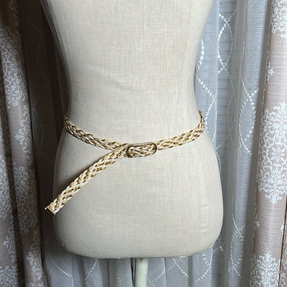 White and gold  braided Belt
